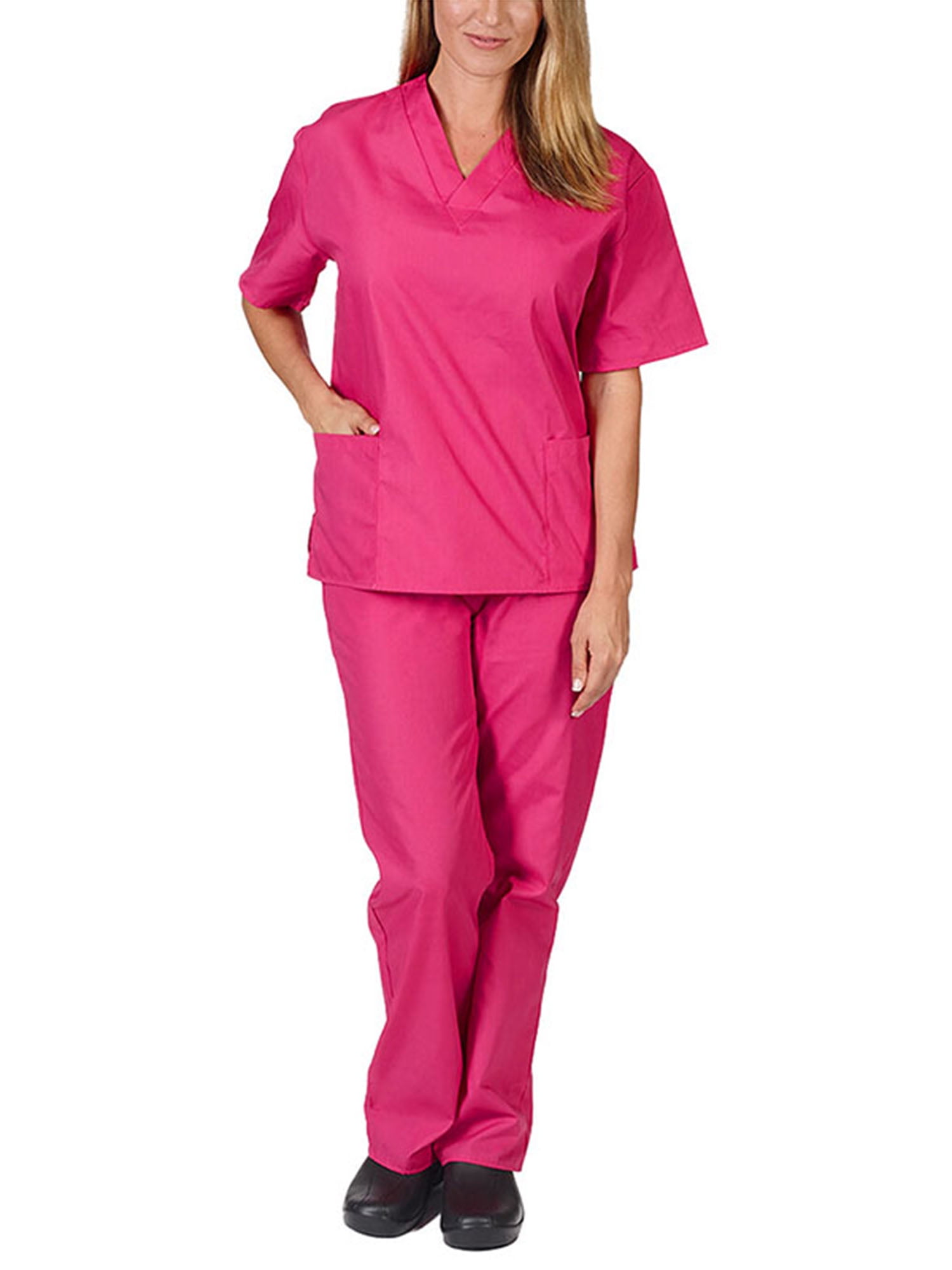MAWCLOS Women's VNeck Scrub Bundle Short Sleeve Uniform Sets Nurse
