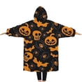 thumbnail image 2 of Oversized Wearable Blanket Hoodie,Halloween Spider Bat Pattern Sherpa Blanket Hoodie with Super Pockets,Super Warm Fuzzy Pullover for Women & Men, 2 of 6