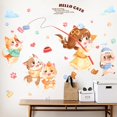 thumbnail image 3 of Un conjunto de pegatinas de pared con lindas niñas y gatos, decoración de pared., 3 of 5