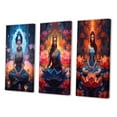 thumbnail image 3 of Designart "Yoga Lotus Woman in Blue and Pink III" Fashion Woman Wall Art Set Of 3 - Glam Blue Gallery Wall Set For Home Decor, 3 of 6
