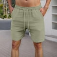 thumbnail image 2 of Ofertas del día DDAPJ pyju Mens Cotton Linen Shorts Drawstring Elastic Waist Summer Beach Shorts Baggy Comfy Lounge Shorts with Pockets Army Green M, 2 of 9