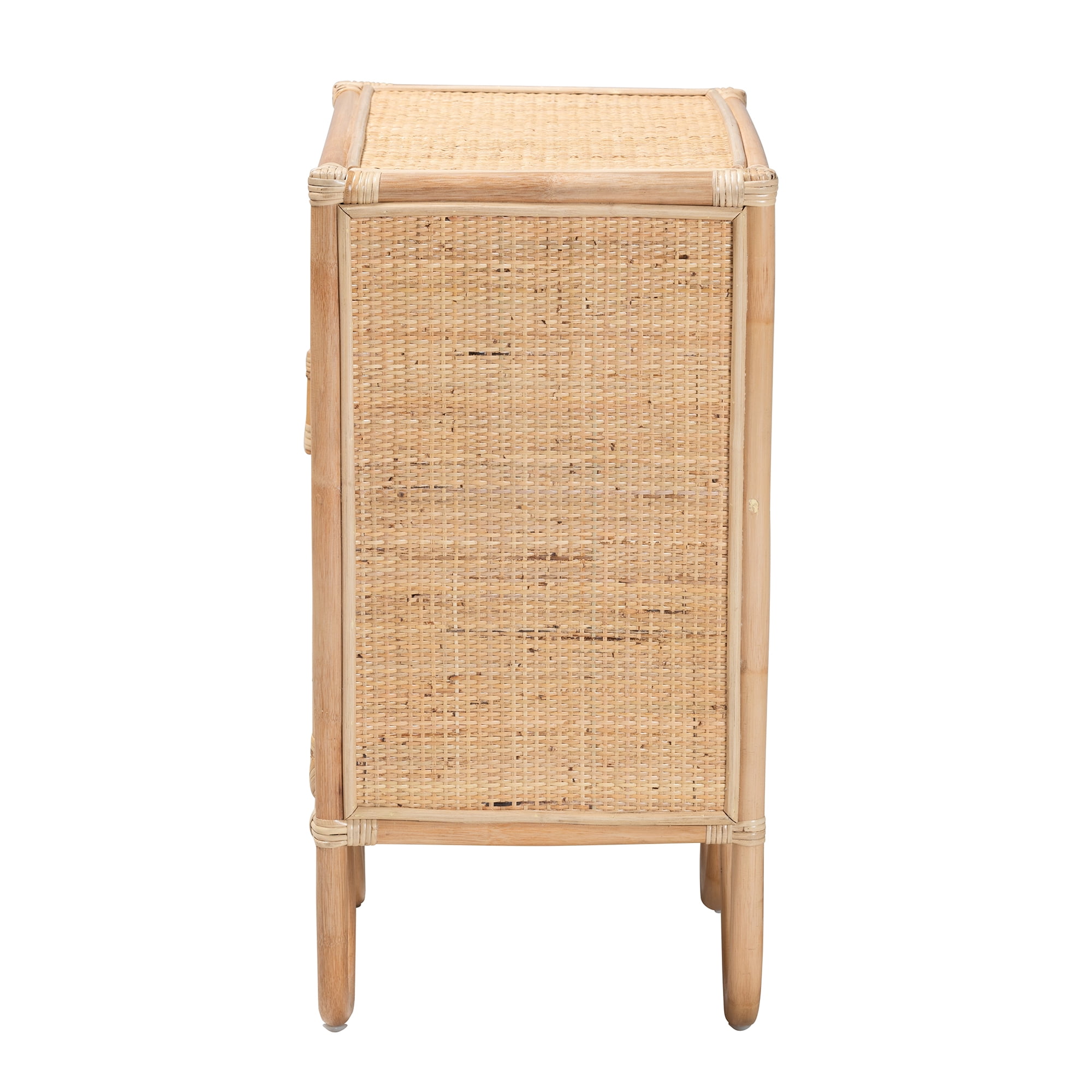 bali & pari Acelin Rattan BOHO Nightstand, 1-Door, Natural Brown