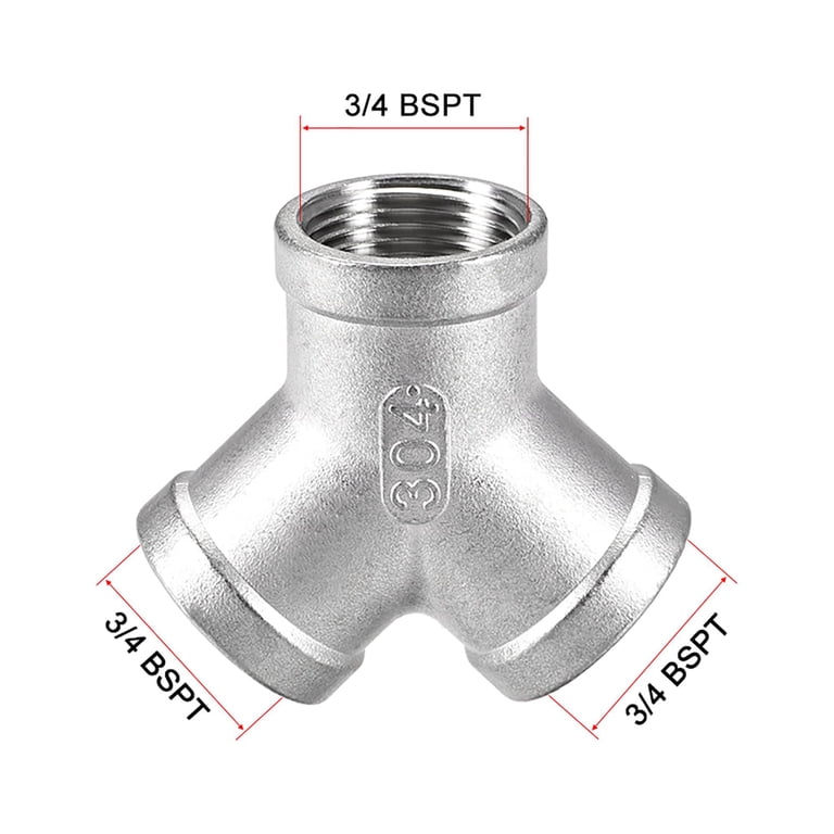 1/4 NPT Tee Fitting – 304 Stainless Steel, 3-Way Connector, For Air, Water, Oil, Gas Lines, With Teflon Tape