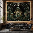 thumbnail image 6 of Armchair Bookshelf Cat with Mushroom House Spotted, Cozy Dark Academia for Book Lovers, Aesthetic Wall Decor, Mother'S Day Gift, Tapestry Wall Hanging for Dorm and Living Room, 6 of 7