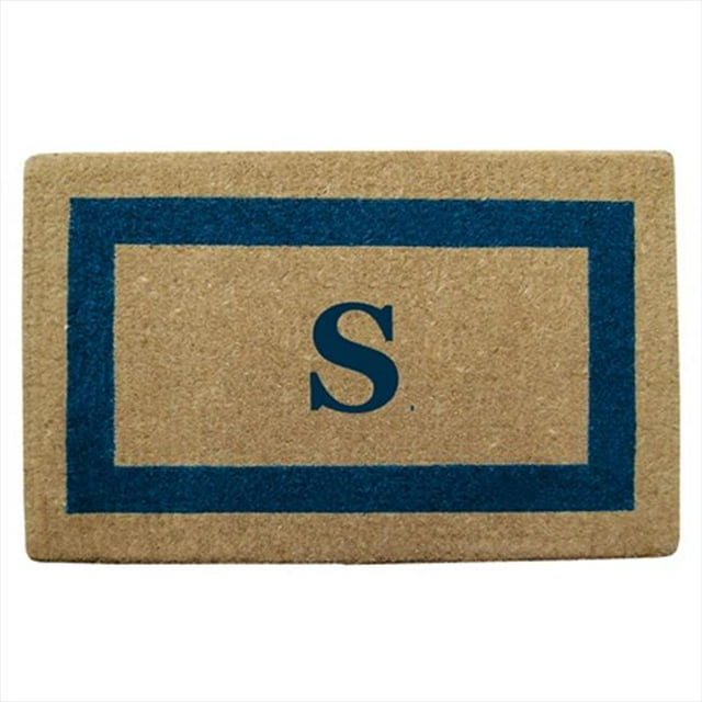 Nedia Home 02029S Single Picture - Blue Frame 22 x 36 In. Heavy Duty Coir Doormat - Monogrammed S