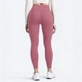 thumbnail image 4 of Women's High Waisted Yoga Leggings Solid Color Butt Lifting Workout Pants Quick Dry 4-Way Stretch Sports Tights for Gym Running Outdoor Red L, 4 of 6