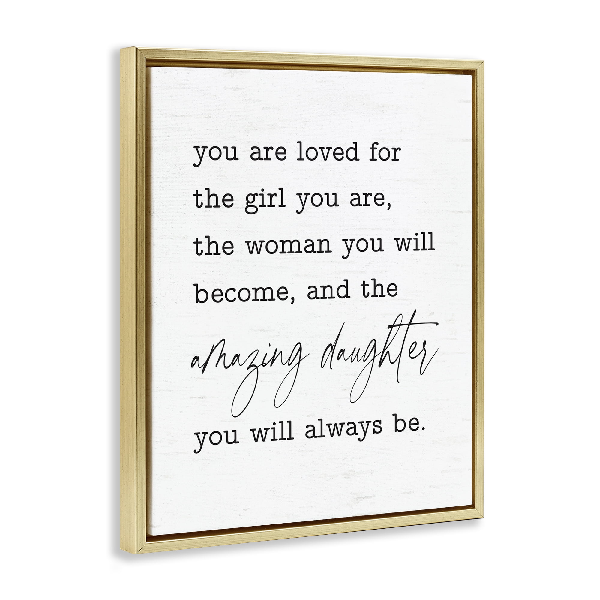 Stupell Industries Amazing Daughter Sentiment Text & Numbers Painting Gold Floater Framed Canvas Art Print Wall Art, 25 x 31