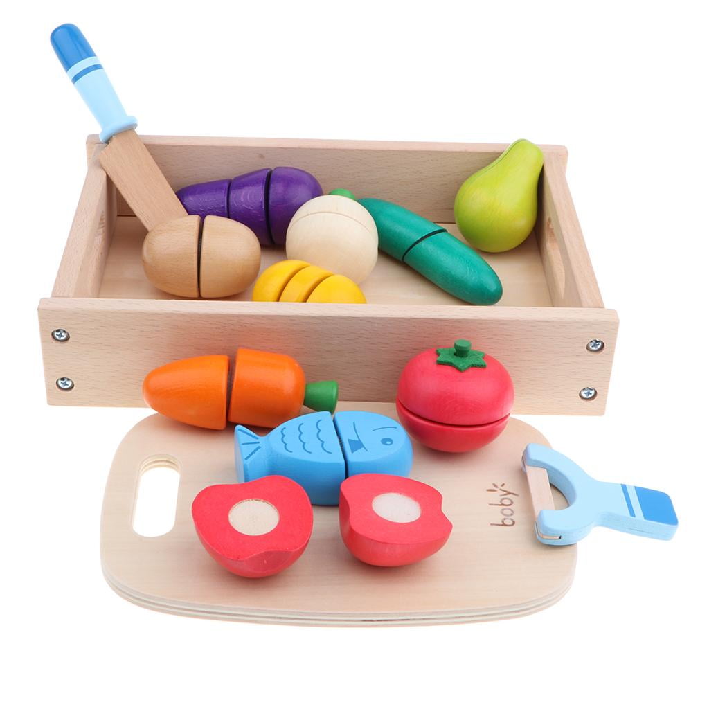 14Pcs Kids Toy Pretend Chef Role Play Food Fruit Chopping Toy Set 