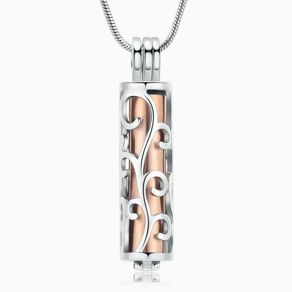 Cylinder Cremation Urn Necklace for Ashes for Women Men Cremation Jewelry Pendant with Hollow Urn Keepsake Jewelry for Ashes