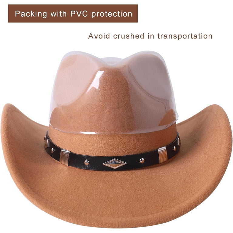 Women Men Classic Felt Wide Brim Western Cowboy Cowgirl Hat 