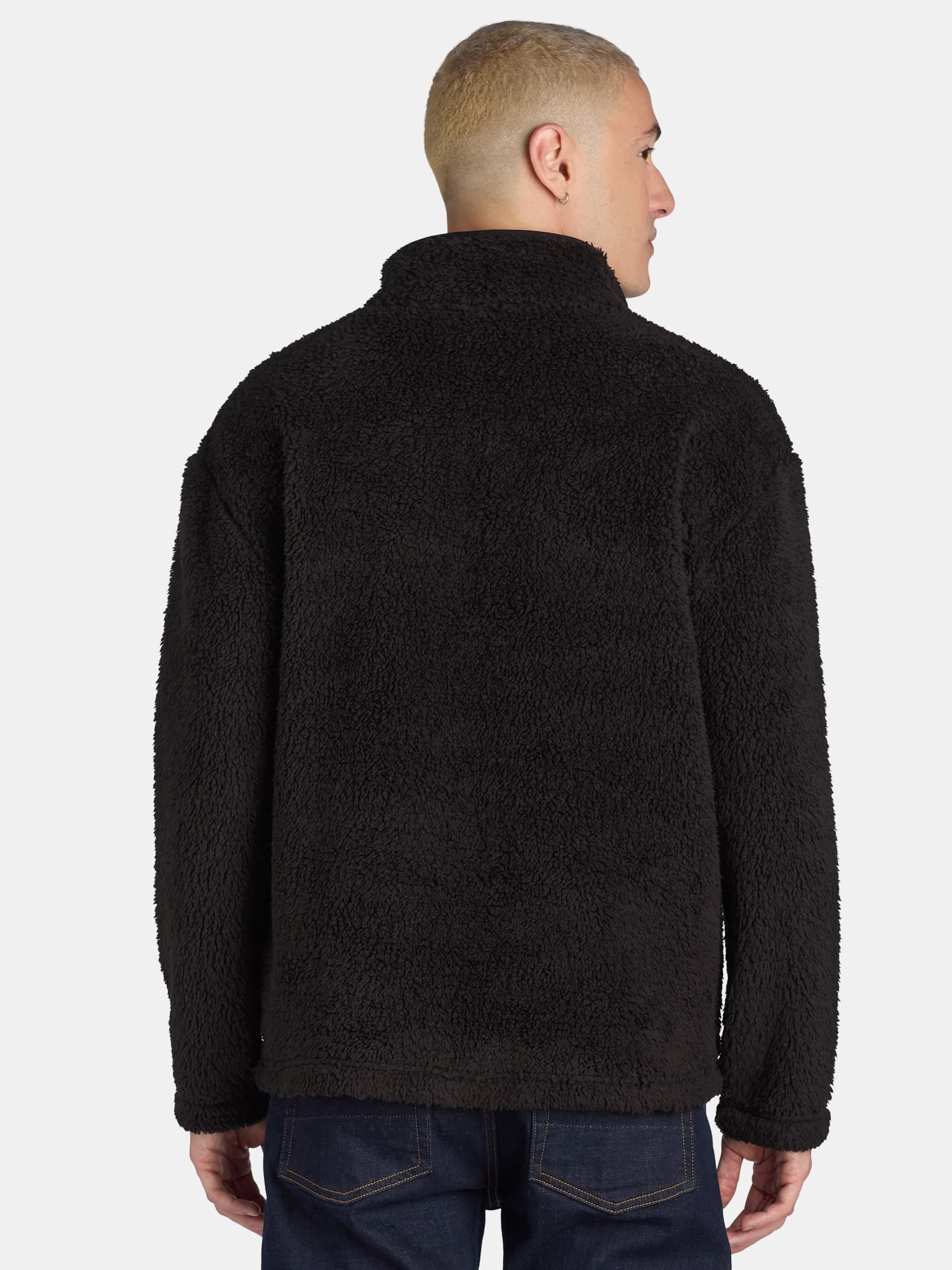 No Boundaries Men's & Big Men's Faux Shearling High Pile Fleece Quarter Zip Pullover, Sizes XS-5XL
