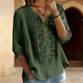 thumbnail image 2 of MSJUHEG 3/4 Sleeve Linen Tops for Women Cotton Linen Women's Linen Shirt Womens Linen Shirts for Summer Linen Button Down Shirt Plus Size Linen Tops Cotton Blouses for Women Peasant Blouse Green 2XL, 2 of 9