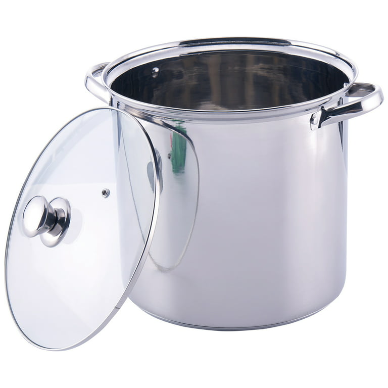 12 Quart Stainless Steel Stockpot with Glass Lid, Extra Large