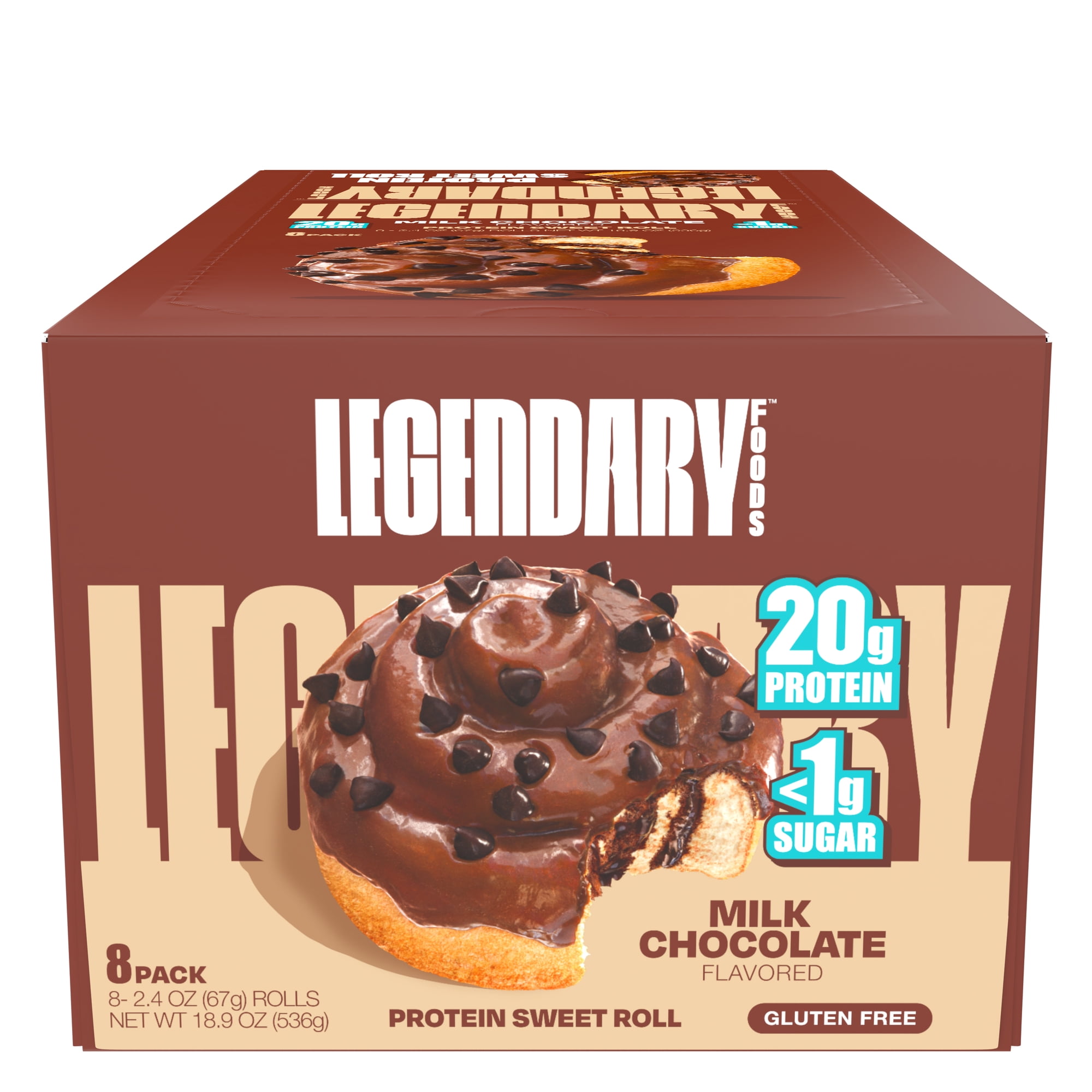 Legendary Foods Chocolate Sweet Roll, Low Carb Snack Pack to Go 8 Count