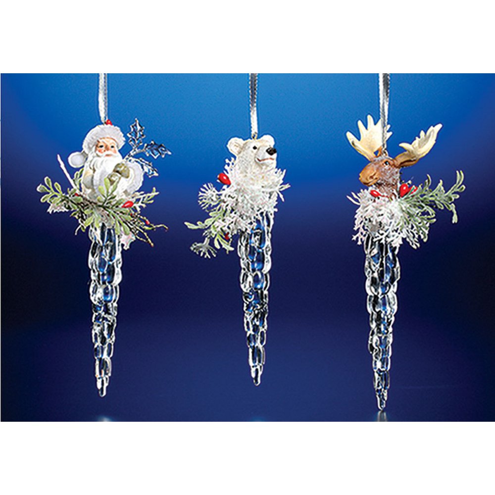 Club Pack of 12 Icy Crystal Christmas Character Head on Icicle