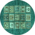 thumbnail image 1 of Ahgly Company Indoor Round Abstract Turquoise Blue Modern Area Rugs, 5' Round, 1 of 4