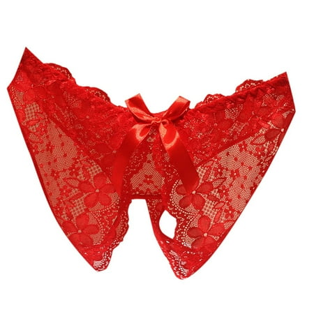 Midwennn Sexy Lace Low Waisted Underwear for Women with High Value Be Careful of Machine Opening Crotch Triangle Pants Mesh Thong Panties