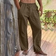 thumbnail image 4 of Ahabrexf Linen Trousers for Men, Solid Color, Casual, Pants, Khaki 98% Linen 2% Spandex, 4 of 9