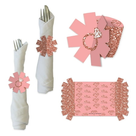 

Big Dot of Happiness Pink Rose Gold Birthday - Happy Birthday Party Paper Napkin Holder - Napkin Rings - Set of 24
