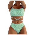 thumbnail image 1 of Aayomet Maillot de Bain Sexy pour Femmes Bikini Fendu Multicolore Maillot de Bain Imprimé devant (Vert, L), 1 of 5