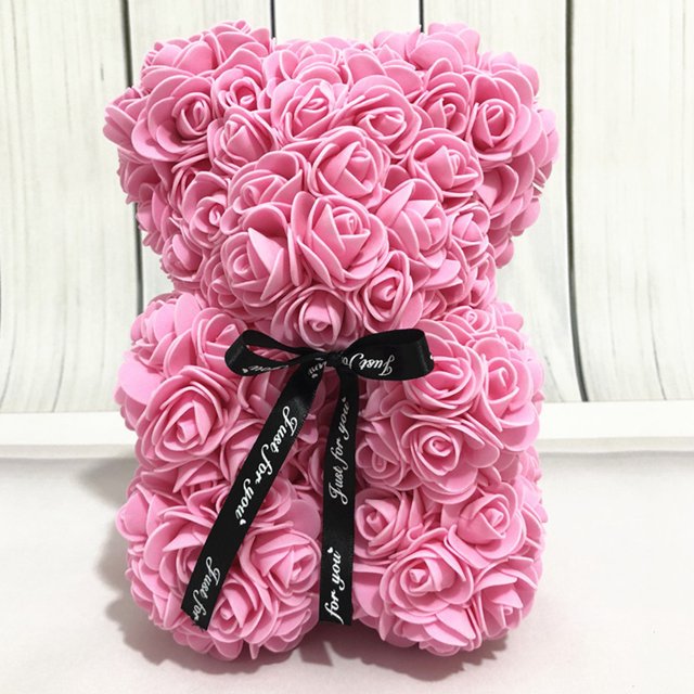 25 cm encantador PE espuma Rosa flor oso de peluche molde decoración Artificial regalos de navidad moda mujer regalo de San Valentín Hugtrwg Para estrenar