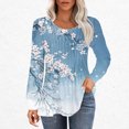thumbnail image 2 of Enjoytime Women's Long Sleeve Tunic Tops Pleated Crew Neck Floral Printed Blouses Dressy Lightweight Casual Loose Shirts for Women, 2 of 5