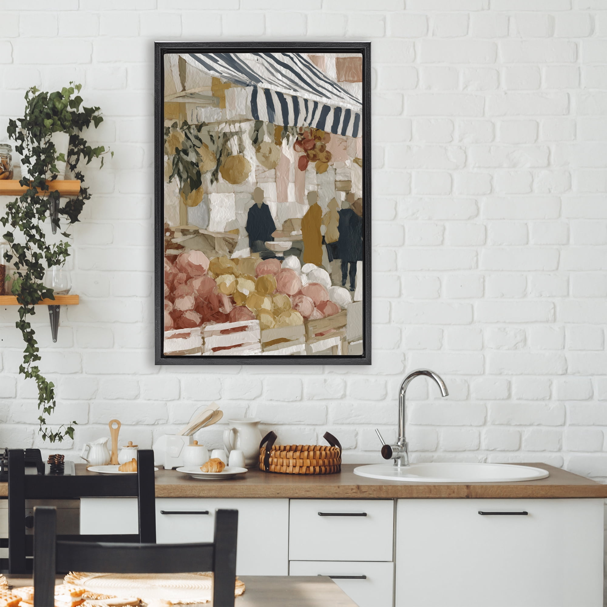 Stupell Industries Market Stall with Fresh Citrus Black Framed Floater Canvas Wall Art, design by Chromatic Storm Studio