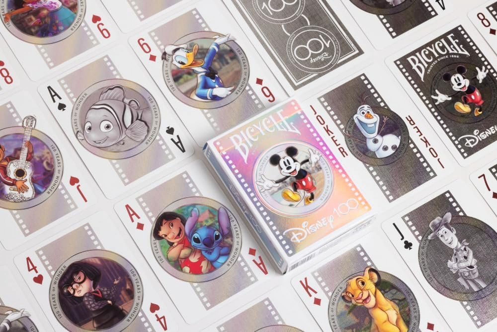 Bicycle Disney 100 Year Anniversary Playing Cards - Features 20+ Iconic Disney Characters - Pack of 6 Decks