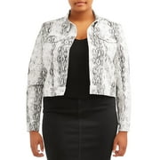 Almost Famous Juniors' Plus Size Snakeskin Denim Jacket