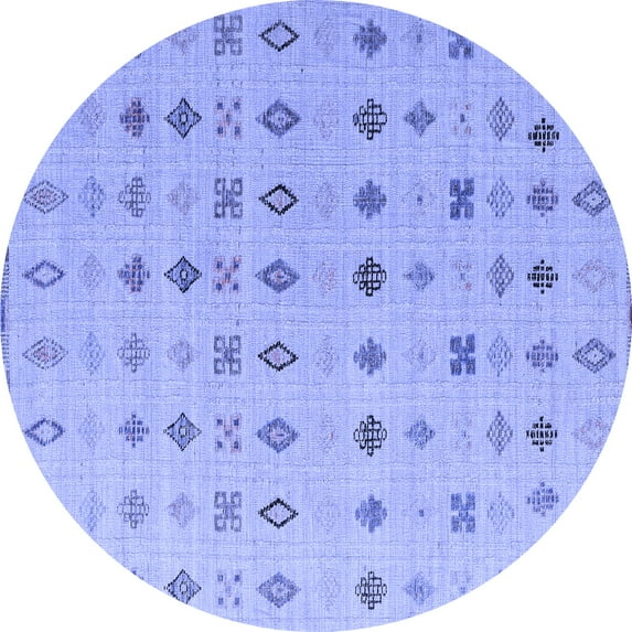 Ahgly Company Indoor Round Solid Blue Modern Area Rugs, 5' Round