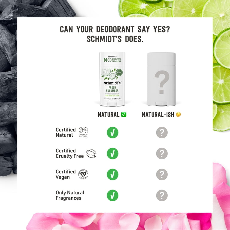 Schmidt's Fresh Cucumber Natural Deodorant, Aluminum Free, Vegan