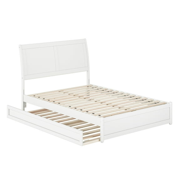 AFI, Andorra Full Platform Bed with Panel Footboard and Twin Trundle, White
