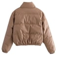 thumbnail image 4 of Women Winter Cropped Puffer Jacket Short Warm Quilted Coat Turtleneck Waterproof Lightweight Outerwear, 4 of 6