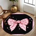 thumbnail image 2 of Round Area Rugs Collection 7 Ft, Pink Bowknot Non-Slip Residential Carpet, Shining Stars Vintage White Plaid Black Indoor Crawling Mats Runner Rugs for Living Room/Dining Room/Bedroom, 2 of 8