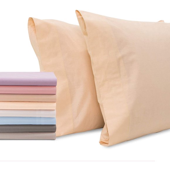 Superity Linen Taies d'Oreiller Taille Standard - Enceinte Ouverte - Lot de 2 - 100 % Coton Premium Doux et Confortable - Crème