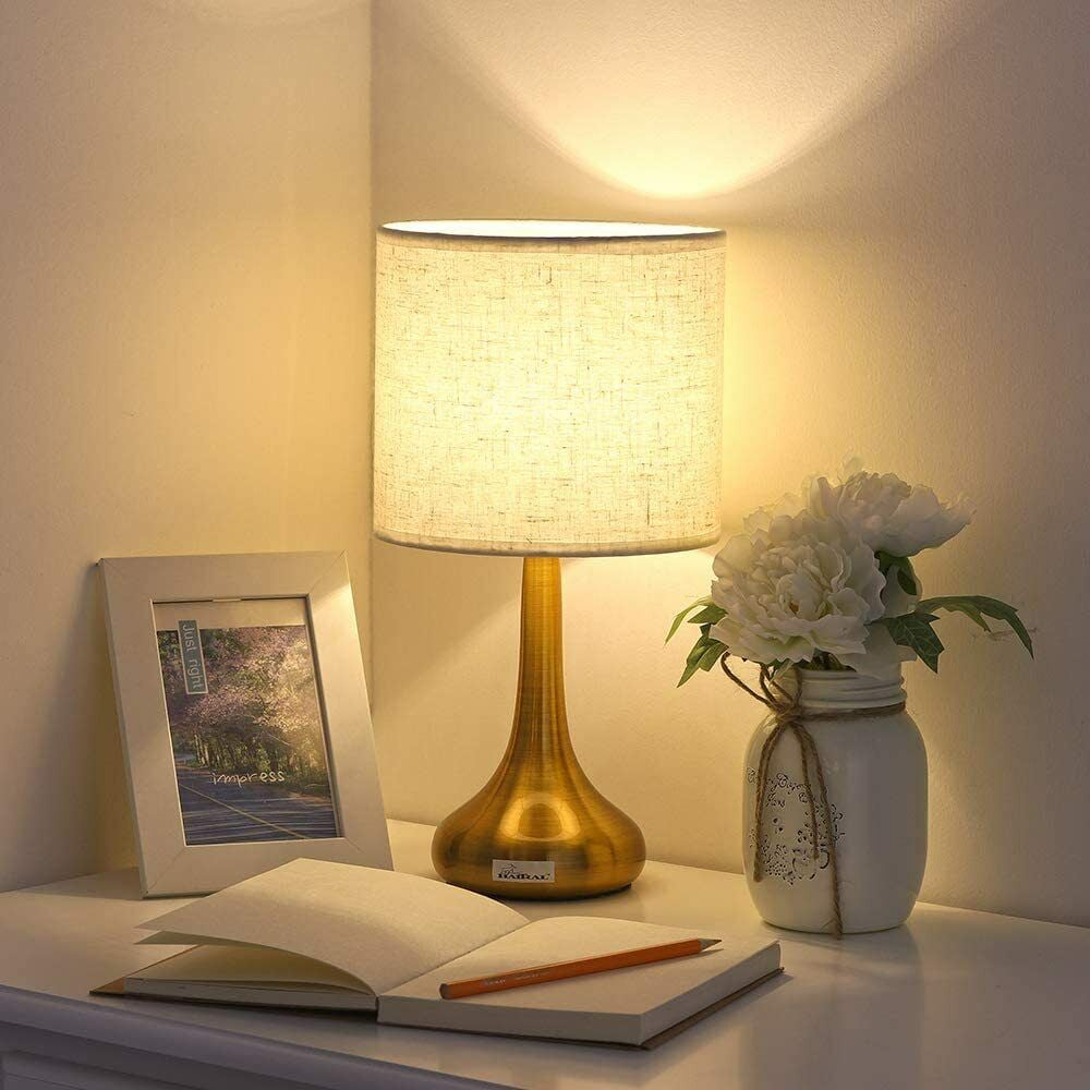 Set of 2 Gold Table Lamp Bedside Desk Light Nightstand Reading Lamp Modern Decor