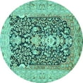 thumbnail image 1 of Ahgly Company Machine Washable Indoor Round Animal Turquoise Blue Traditional Area Rugs, 4' Round, 1 of 4