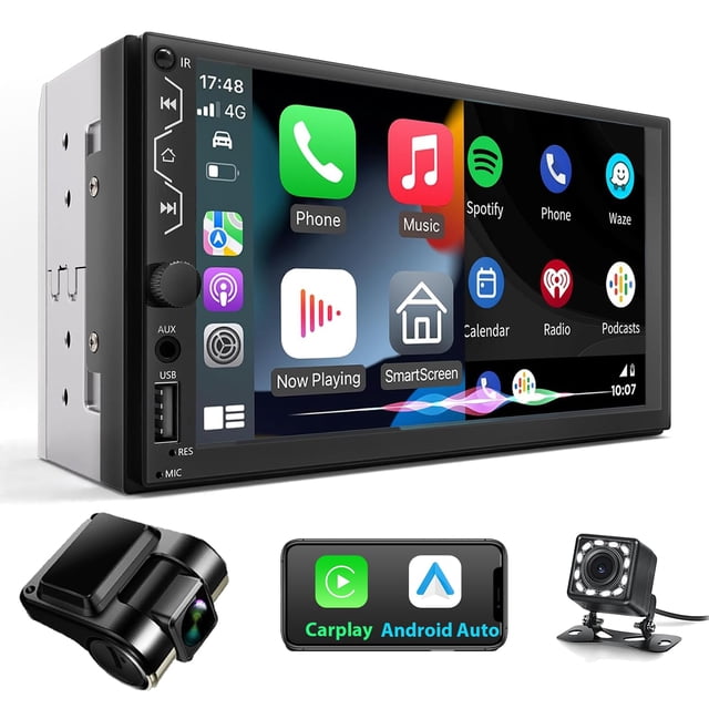 Estéreo para Auto Leadfan Doble Din con Pantalla Táctil de 7" y CarPlay
