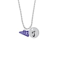 thumbnail image 2 of Delight Jewelry Acrylic 3/4" Navy Cheer Megaphone Silvertone Script Initial Disc - T - Charm Necklace, 20"+3", 2 of 4