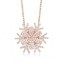 Gem Stone King Snow Flake Pendant Necklace for Women | 925 Sterling Silver | 1.68 Cttw | Round White Zirconia | With 18 inch Chain | Flower of Winter 20MM = 3/4 inch | By Keren Hanan