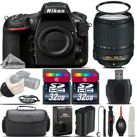 Nikon D810 DSLR 36.3MP FX Camera + Nikon 18-140mm VR Lens + Wrist Grip- 64GB Kit