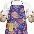 thumbnail image 2 of Purple Paisley and Floral Pattern Apron-Garden Aprons for Women with Pockets-Cotton Linen Waterproof Kitchen Cooking Gardening Aprons Adjustable for Kitchen,Cooking,BBQ and Salon 33x27 Inch, 2 of 7