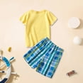 thumbnail image 4 of Infant Boy Clothes Outfit Short Sleeve Cartoon Dinosaur Prints T Shirt Tops Shorts Child Kids Casual 2PC Set Outfits Clothes Yellow,6-7 Years, 4 of 5