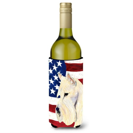 

USA American Flag with Scottish Terrier Wine Bottle Beverage Insulator Beverage Insulator Hugger SS4015LITERK