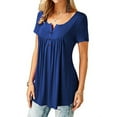 thumbnail image 2 of GORHGORH Women Summer Tee Shirt Solid Color Short Sleeve Button Blouse Tunic T-Shirt Top, 2 of 4