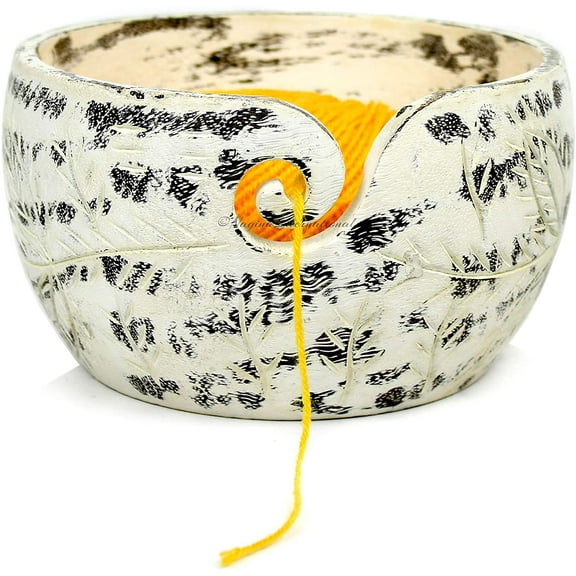 Exquisite Premium Yarn Ball Storage Bowls | Hand Painted Lovely Decor Yet Functional Yarn Dispenser (Small (6 x 3 x 6 Inches), Winter Snow)