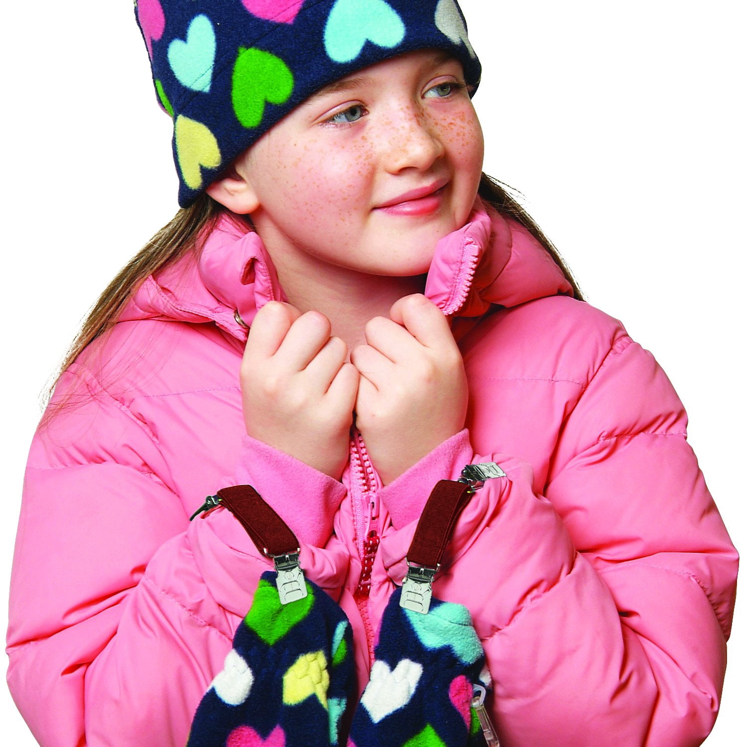 Hold’em Mitten & Hat Cap and Glove Clip Set for Toddler Kids - Red