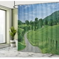 thumbnail image 4 of Ambesonne Scenic Summer Shower Curtain, Idyllic Road Forest, 69"Wx84"L, Fern Green Sky Blue, 4 of 4