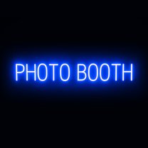 SpellBrite PHOTO BOOTH LED Sign for Business. 41.6" x 6.3" Blue PHOTO BOOTH Sign Has Neon Sign Look With Energy Efficient LED Light Source. Visible from 500  Feet, 8 Animation Settings.