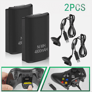 2 PCS Rechargeable Battery Pack Charger Cable Dock For Xbox 360 Wireless Controller.